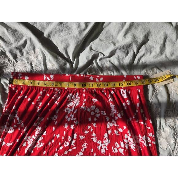 St Johns Bay Womens Red Alexa Floral Maxi Skirt XL Tropical Hawaiian Luau Beachy - Picture 7 of 8